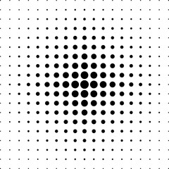 A black and white vector illustration based on the rhythmic repetition of circles. The contrast of light and dark enhances the impression of depth and optical movement.