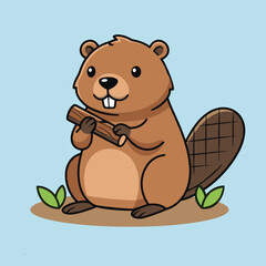 Naklejka premium Cute Beaver — Endemic Wildlife of Canada | Flat Vector Illustration