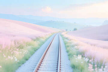 railway tracks in a surreal landscape