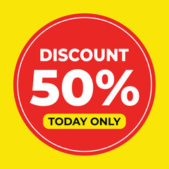Fifty percent discount today only sale announcement