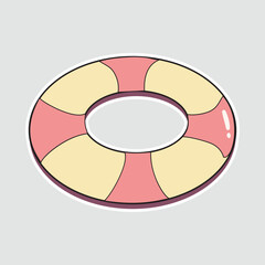 Life Buoy - Water Safety Icon. A cheerful sticker of a life buoy, symbolizing safety, swimming, and water activities, ideal for summer and marine themes