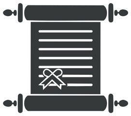Ancient Scroll With Text and Ribbon Seal Graphic Symbol