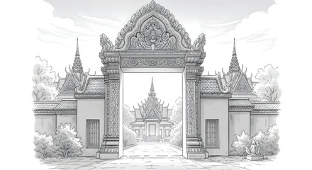 Cartoon of a pagoda