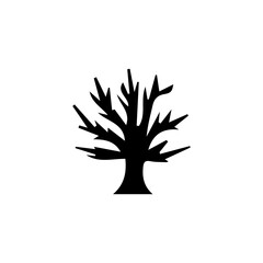 Halloween Dead Tree Silhouette Isolated 64x64 Vector Icon