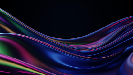 A captivating abstract background with iridescent waves and a dark backdrop creates a sense of depth and sophistication