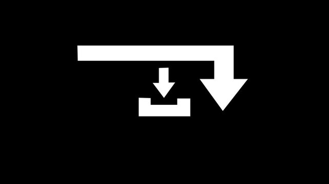 Glowing neon red color white text cursor animation pointing towards download button in looping with transparent background.