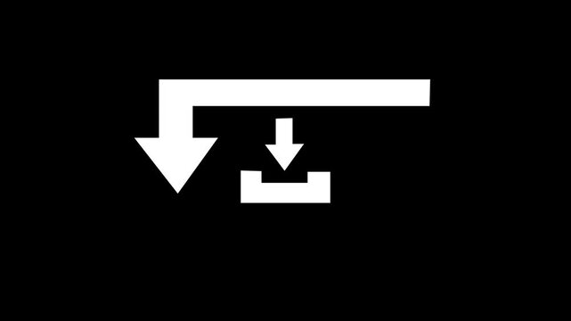 Glowing neon red color white text cursor animation pointing towards download button in looping with transparent background.