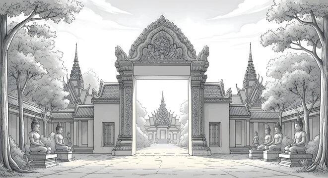 Cartoon of a pagoda