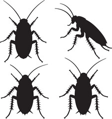 set of silhouette cockroch