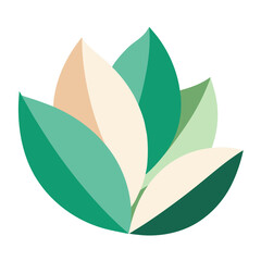 Naklejka premium Abstract geometric floral design with overlapping leaf shapes in soothing green and beige tones isolated on white background isolated on transparent background silhouette