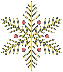 Vector illustration of a snowflake with pink circles
