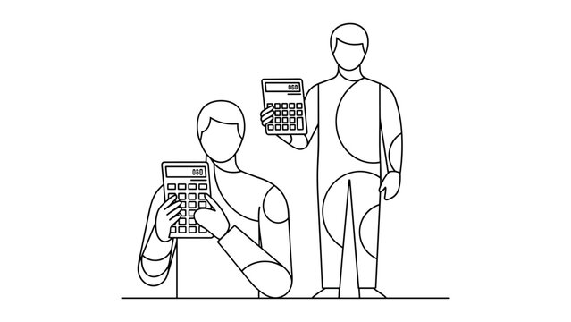 Two accountants with calculator, calculating finance