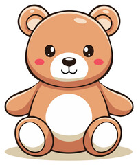 Cute cartoon teddy bear character isolated on white background