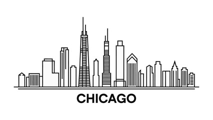 Fototapeta premium Chicago Skyline: A clean, graphic representation of the iconic Chicago skyline, capturing the essence of the city's architectural prowess with its towering structures.