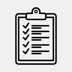 Silhouette Clipboard checklist document form task line art Vector illustration