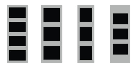 Realistic Photo Booth Frame Set – Blank Polaroid and Snapshot Strip Vector Templates with Shadow Mockup