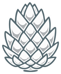 Stylized hop cone illustration for craft beer brewing natural ingredient and ale production graphic