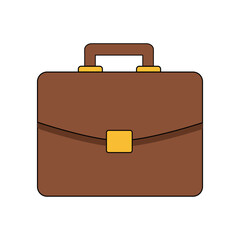 Isolated vector illustration of a classic brown business briefcase. A symbol of corporate work, professional success, and financial portfolio management