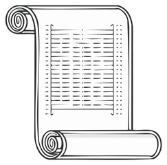 Vintage parchment scroll manuscript with abstract text hand drawn vector illustration