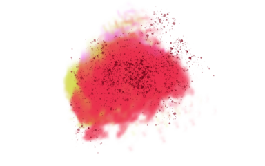 Smoke red powder explosion isolated on transparent background