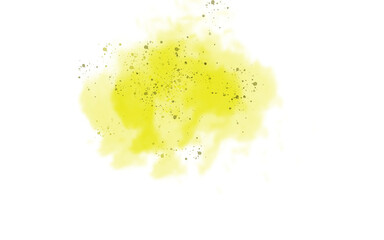 Fototapeta premium Smoke yellow watercolor splash with glitter isolated on transparent background