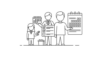 Business team planning and scheduling tasks