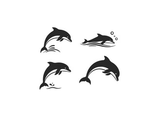 Dynamic Dolphin Silhouettes Vector Collection