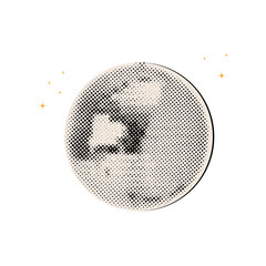 Disco ball in retro dotted halftone style,cut out element from paper