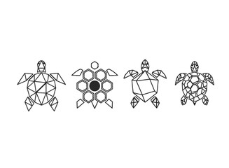 Geometric Line Art Turtle Designs Set
