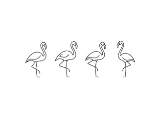 Minimalist Flamingo Line Art Vector Icons