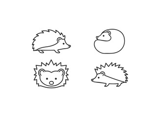 Minimalist Hedgehog Line Art Icons Collection