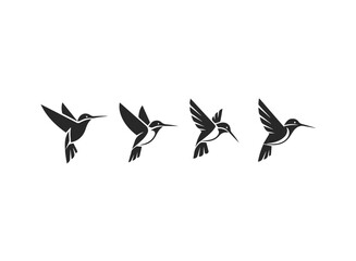 Minimalist Hummingbird Logo Set Vector Illustration