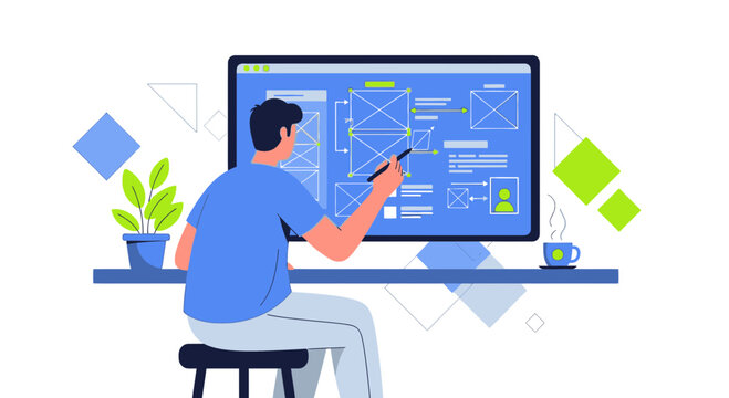 Conceptualizing Digital Interfaces: A Designer Crafts Website Wireframes on Screen
