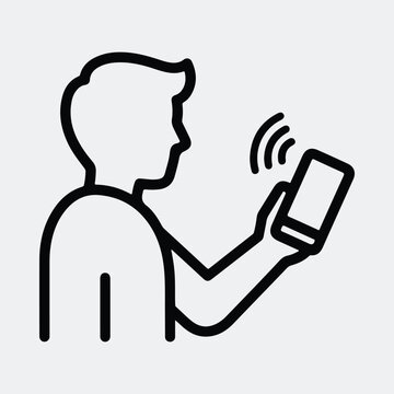 Silhouette man using smartphone communication wireless technology line art Vector illustration