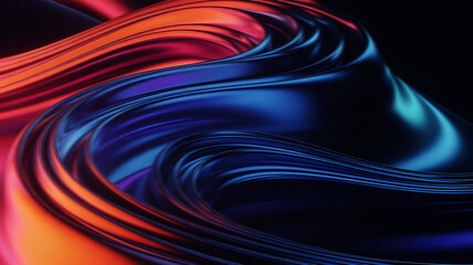 Abstract flowing waves of red and blue light create a dynamic and visually striking background design element