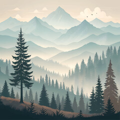 winter landscape with mountains