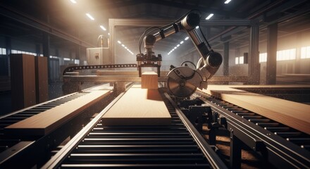 Wood Manufacturing Factory Line &ndash; Precision Industry Concept