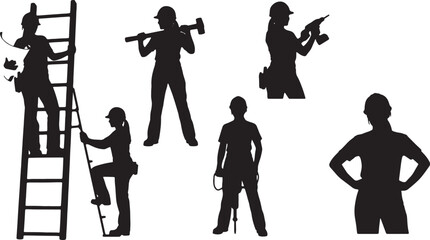 Female Construction Worker Silhouette Collection