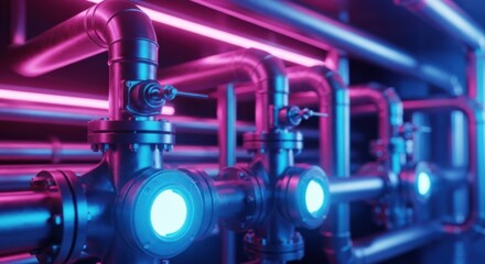 Industrial Pipe System with Valves &ndash; Engineering Detail Macro