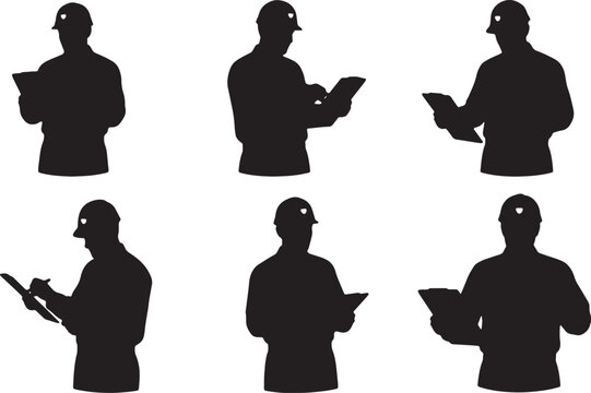 Safety Inspector on Site Silhouette Set