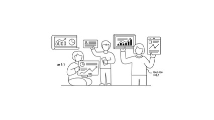 Business team discussing data analysis