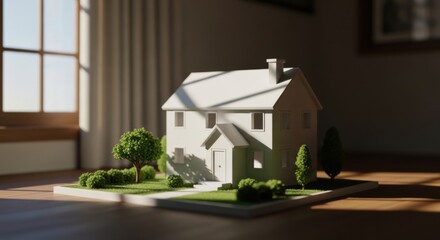 Miniature House Model with Garden &ndash; Real Estate Concept