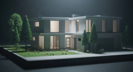 Miniature House Model with Garden &ndash; Real Estate Concept