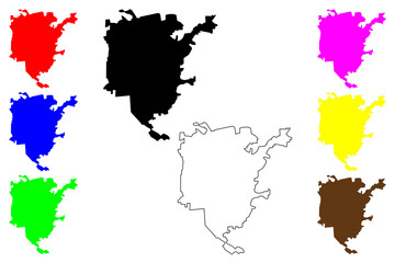 Bama city (Federal Republic of Nigeria, Borno State) map vector illustration, scribble sketch Bama map