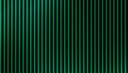 Obraz premium Abstract neon green vertical stripes on black with glowing ribbed 3D texture; modern tech background for banners, wallpapers and headers