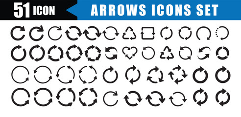 Circular Arrow Icons Set. 51 Loop, Reload, and Rotation Symbols for Design and Navigation