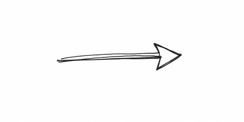 A single, hand-drawn arrow pointing right, sketched with a thick, slightly wobbly line,  doodle,  clipart