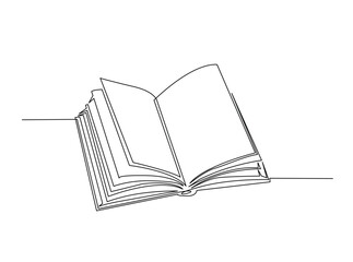 Opened Book single outline draw illustration. Continuous line art drawing of opened book for education concept. Editable stroke.
