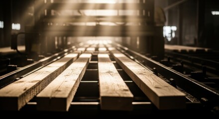 Lumber Factory with Moving Conveyor &ndash; Timber Industry Scene
