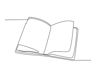 Opened Book single outline draw illustration. Continuous line art drawing of opened book for education concept. Editable stroke.